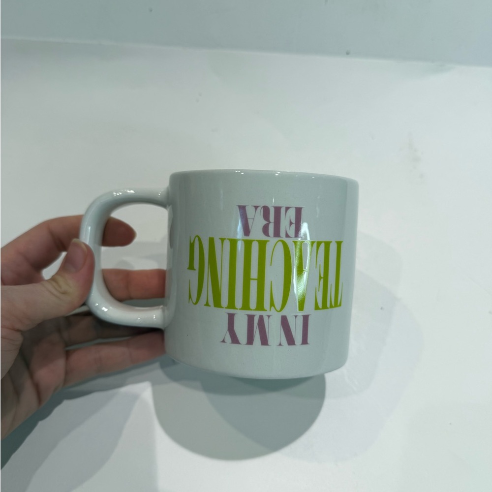 “In My Teaching Era” White Mug – Purple & Green – NWOT